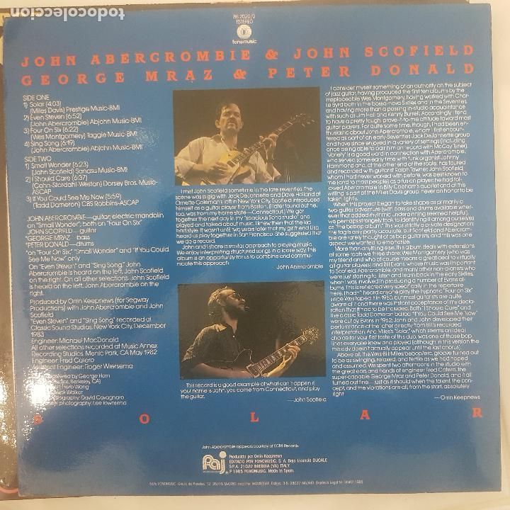 Discos de vinilo: JOHN ABERCROMBIE AND JOHN SCOFIELD. SOLAR - Foto 2