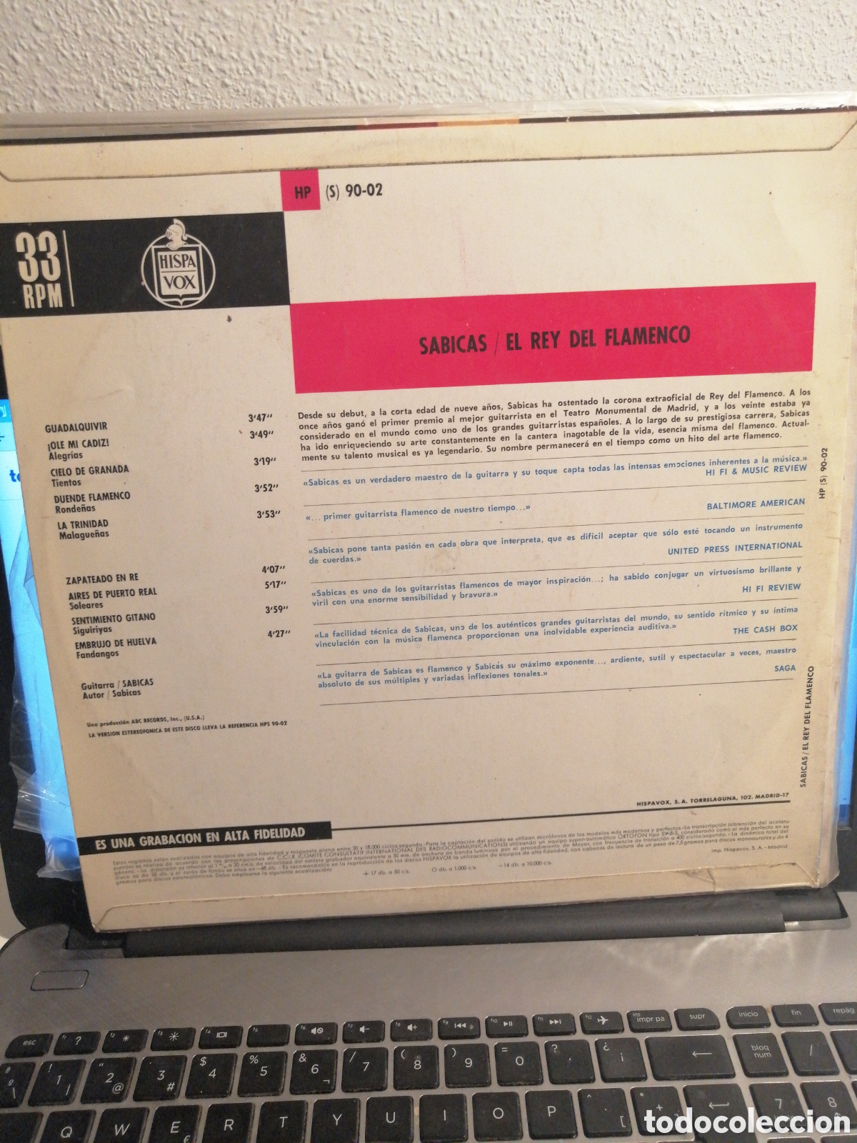 Discos de vinilo: Sabicas - El rey del flamenco Lp - Foto 2