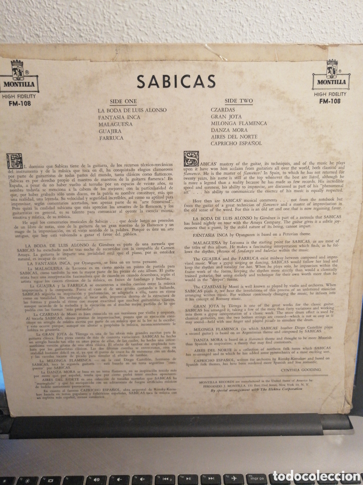 Discos de vinilo: Sabicas - Sabicas (Rarisimo, EEUU) - Foto 2