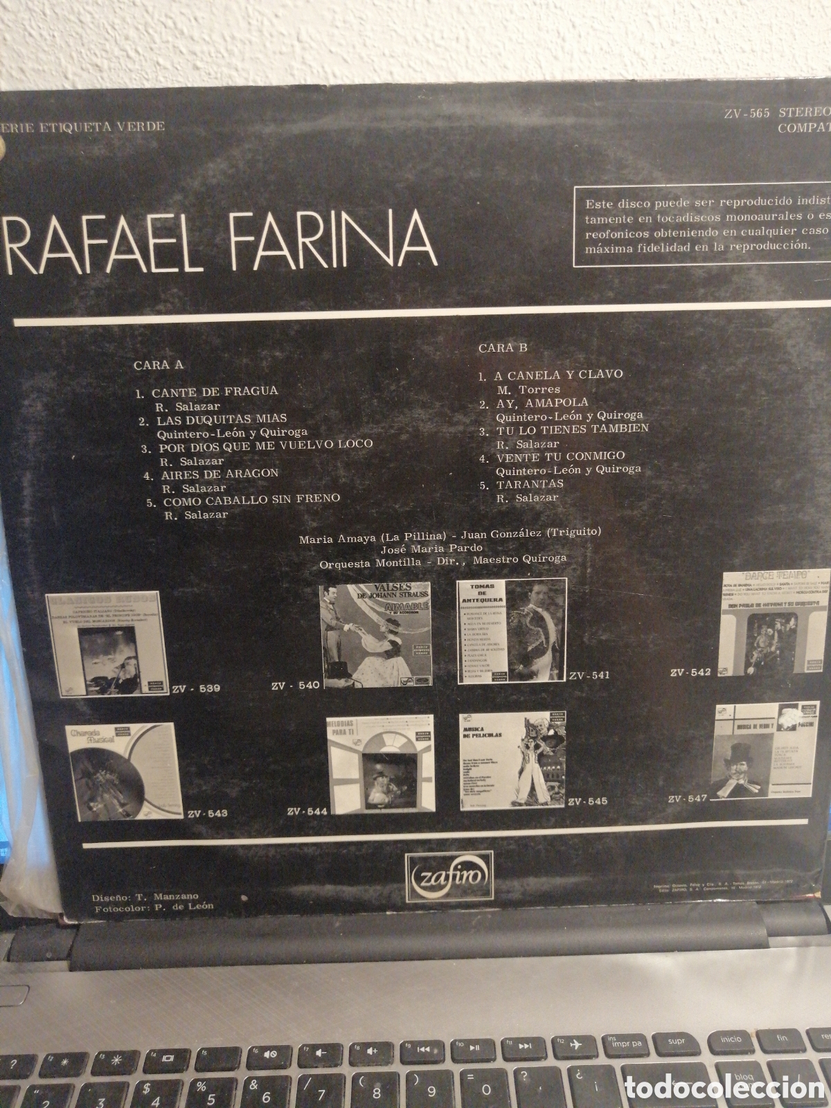 Discos de vinilo: Rafael Farina - Rafael Farina Lp - Foto 2