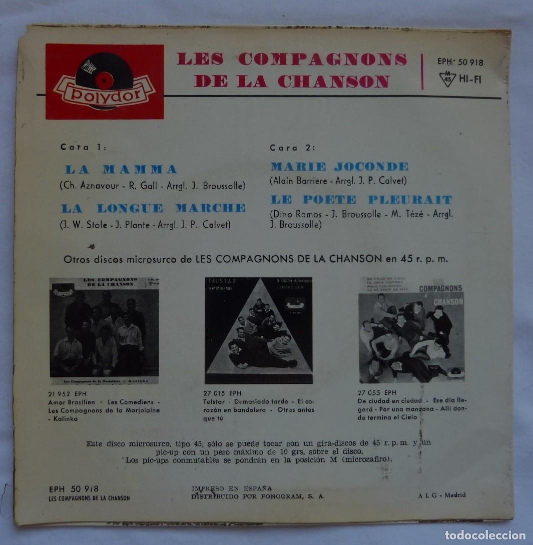 Discos de vinilo: LES COMPAGNONS DE LA CHANSON // LA MAMMA+3 // 1964 // EP - Foto 2