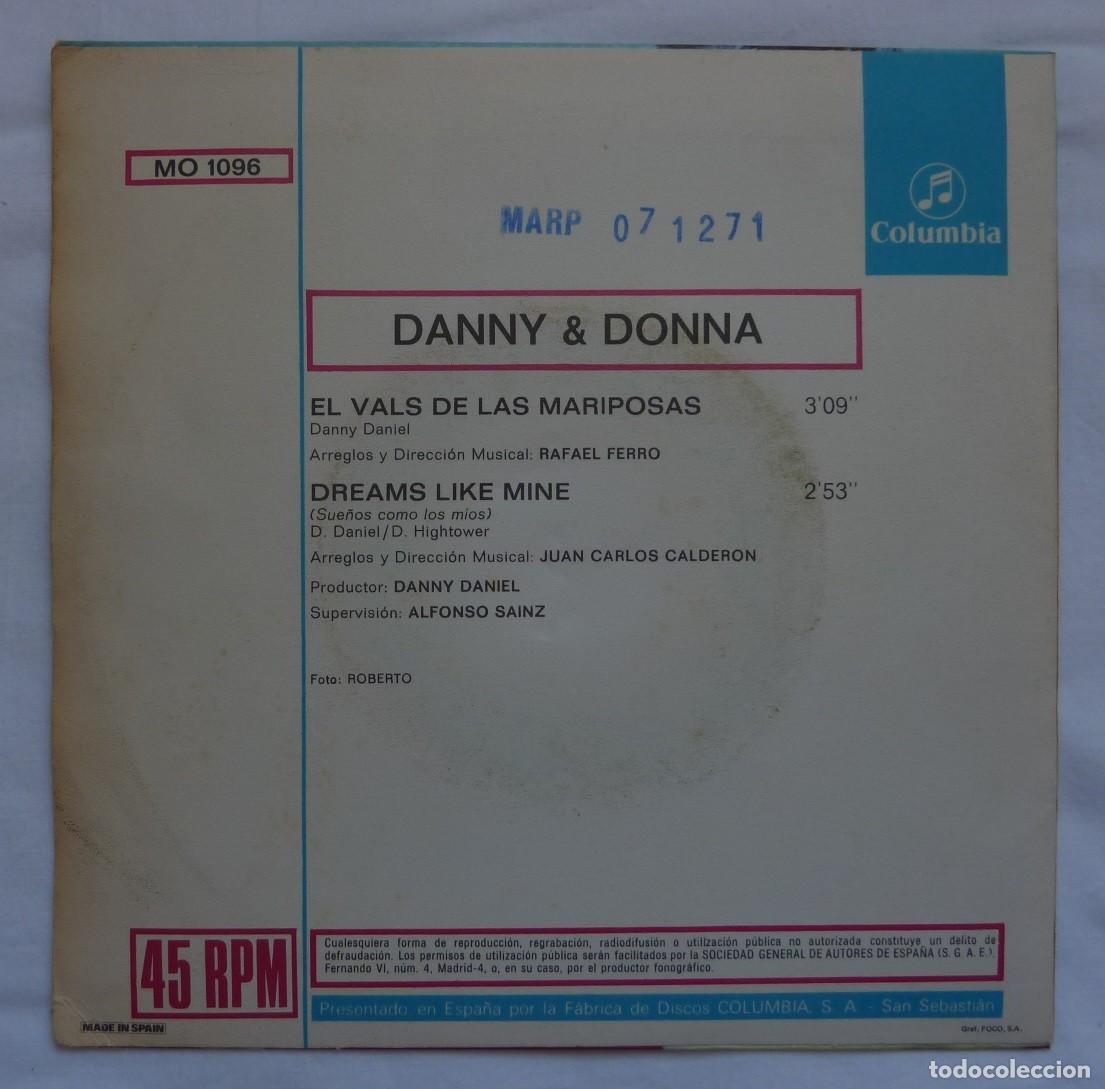 Discos de vinilo: DANNY & DONNA // EL VALS DE LAS MARIPOSAS // 1971 // SINGLE - Foto 2