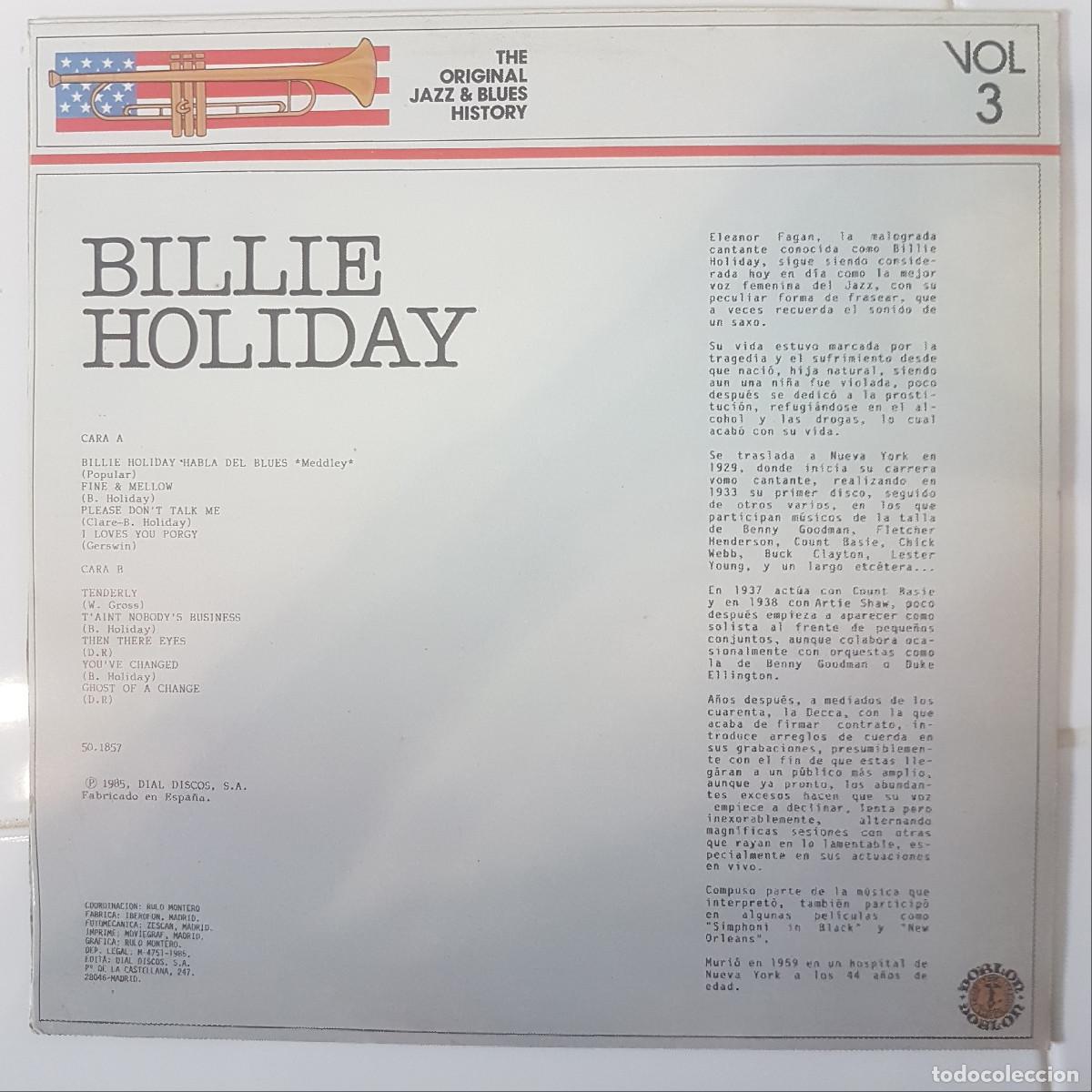 Discos de vinilo: BILLIE HOLIDAY. GRANDES EXITOS - Foto 2