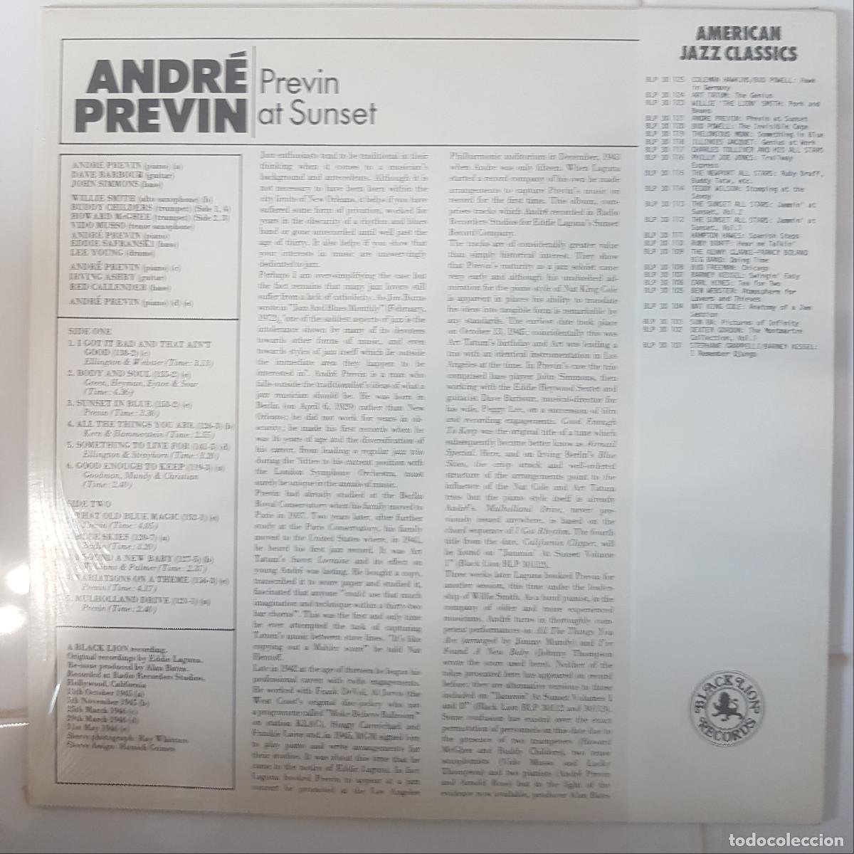 Discos de vinilo: ANDR&Eacute; PREVIN. PREVIN ON SUNSET - Foto 2