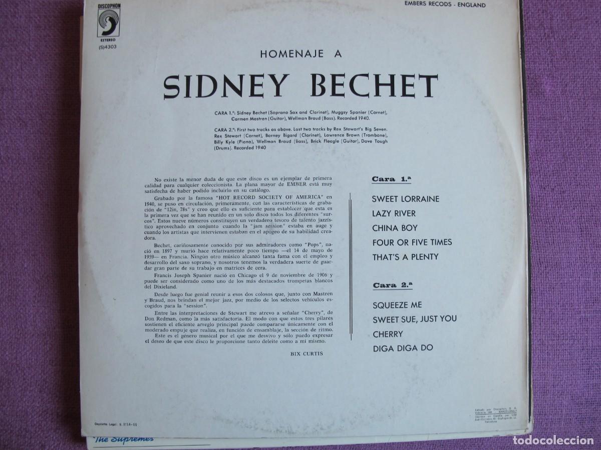 Discos de vinilo: LP - SIDNEY BECHET - HOMENAJE A SIDNEY BECHET (SPAIN, DISCOPHON 1966) - Foto 2