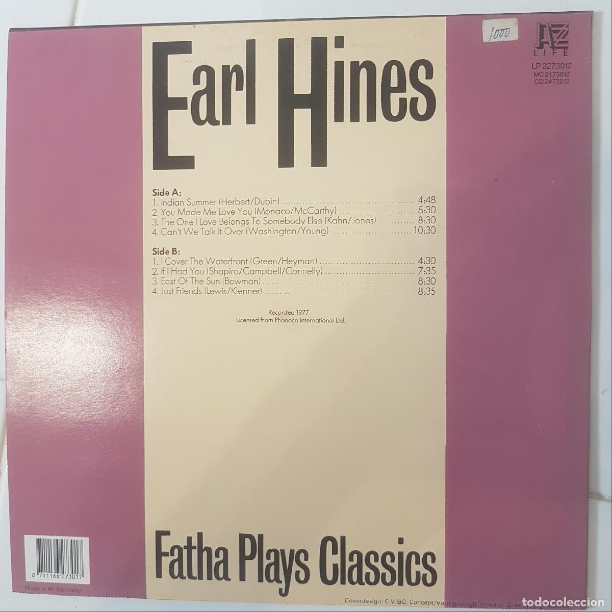 Discos de vinilo: EARL HINES. FATA PLAYS CLASSICS - Foto 2