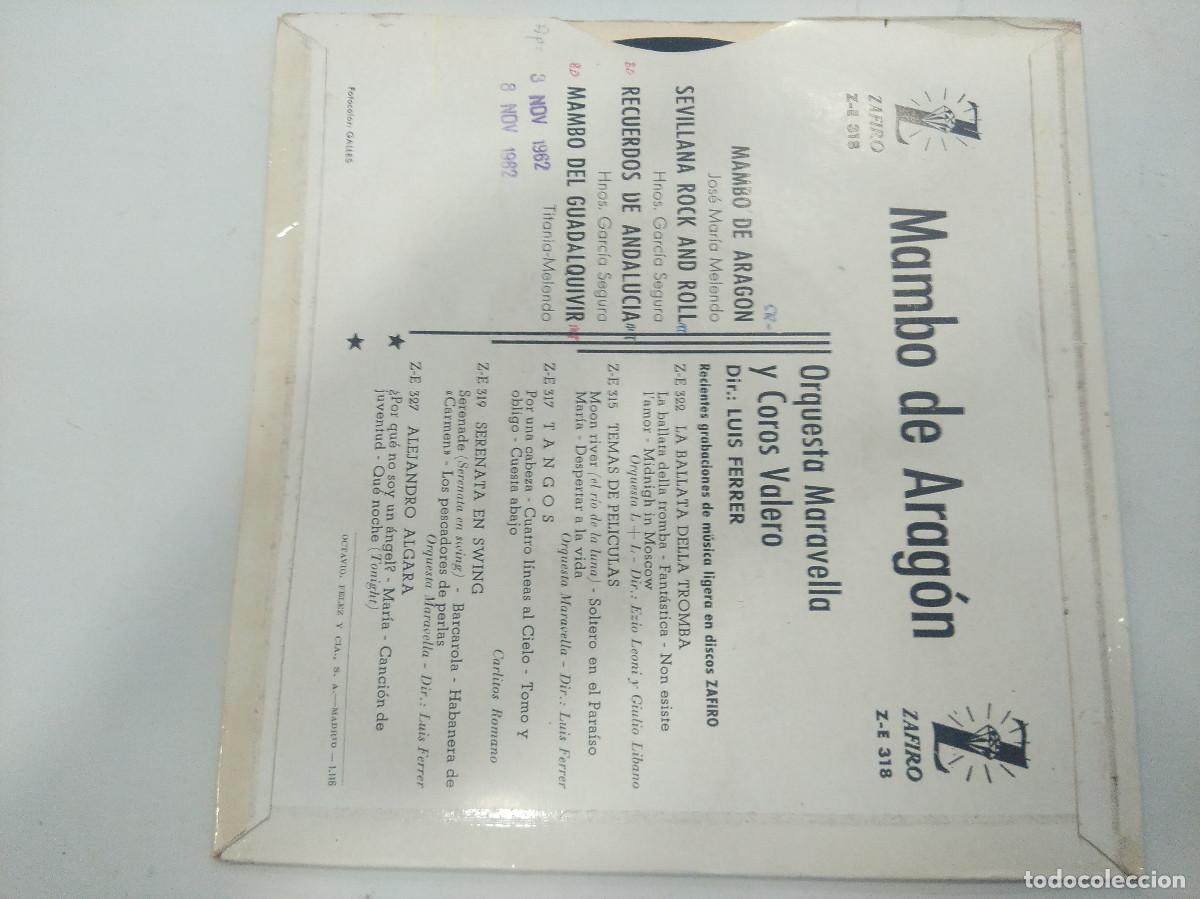 Discos de vinilo: ORQUESTA MARAVELLA/MAMBO DE ARAGON/SINGLE. - Foto 3