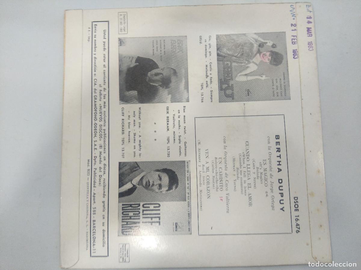 Discos de vinilo: BERTHA DUPUY/ES MAGICO/SINGLE. - Foto 3
