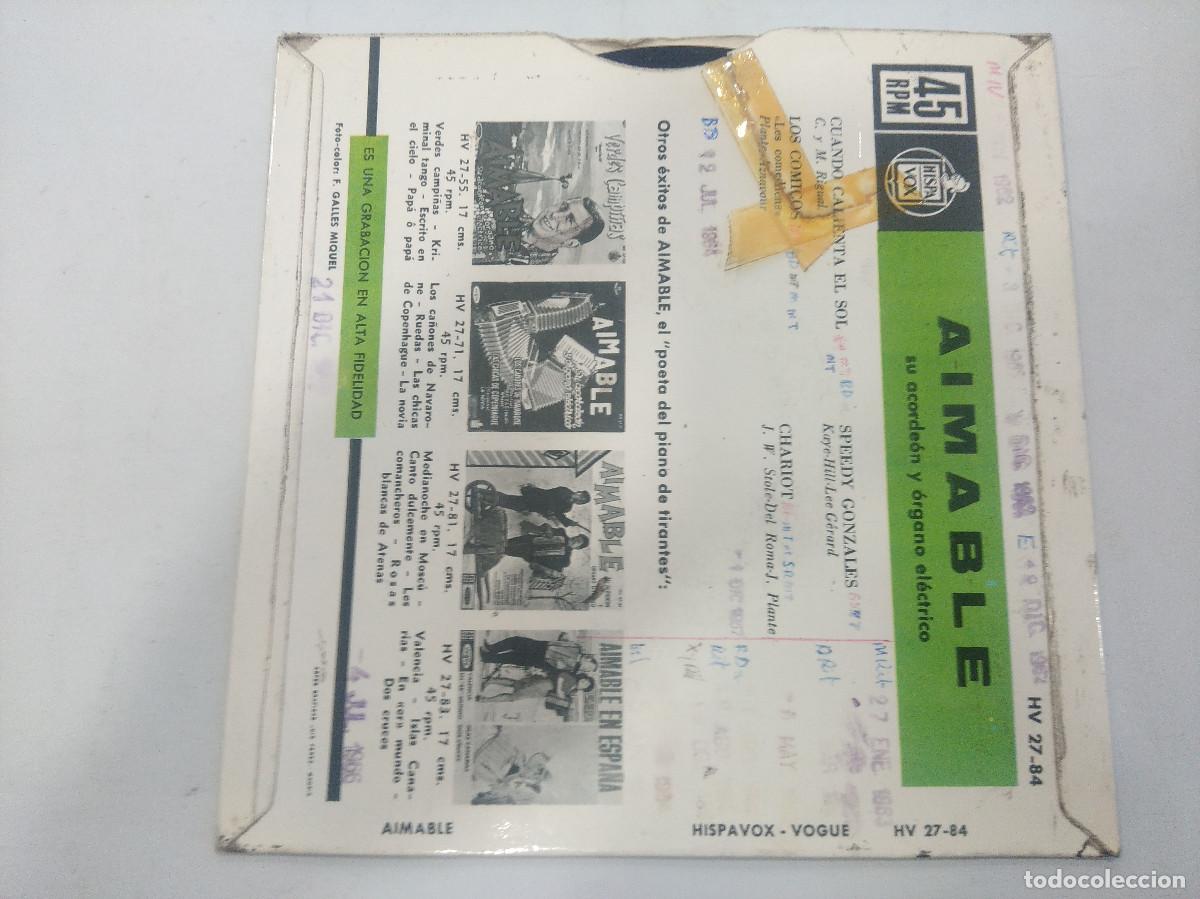 Discos de vinilo: AIMABLE/CUANDO CALIENTA EL SOL/SINGLE. - Foto 3