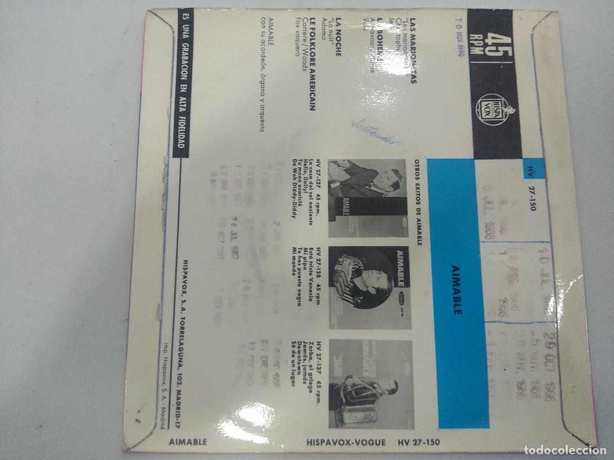 Discos de vinilo: AIMABLE/LAS MARIONETAS/SINGLE. - Foto 3