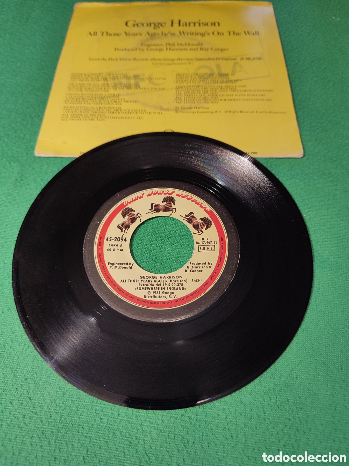 Discos de vinilo: George Harrison - All those Years ago - Foto 2