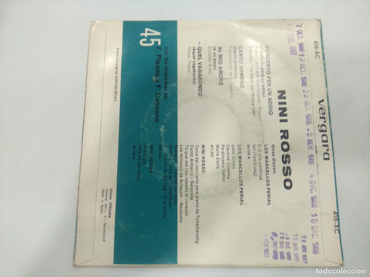 Discos de vinilo: NINI ROSSO/CONCERTO PER UN ADDIO/SINGLE. - Foto 3