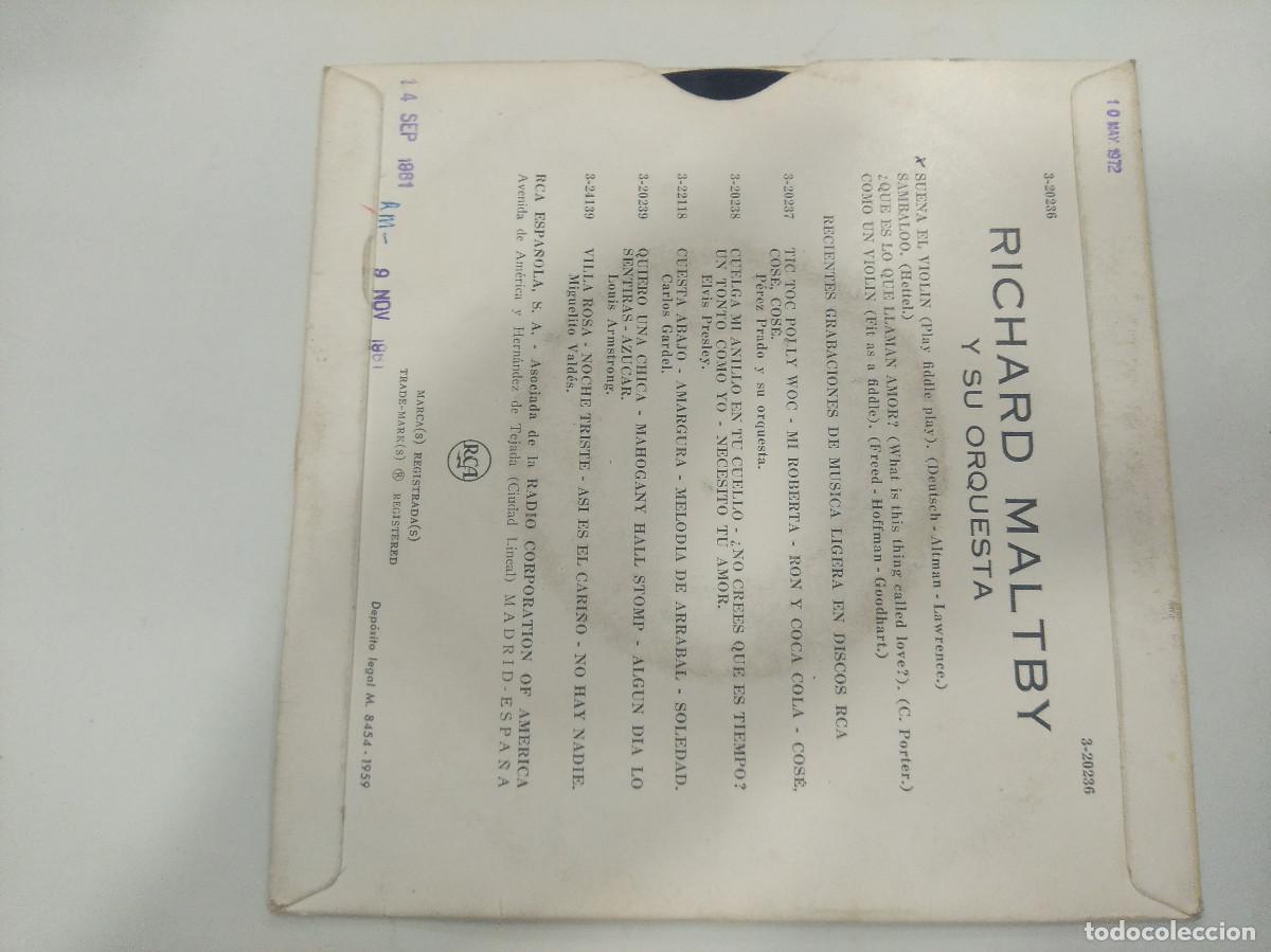 Discos de vinilo: RICHARD MALTBY/SUENA EL VIOLIN/SINGLE. - Foto 3