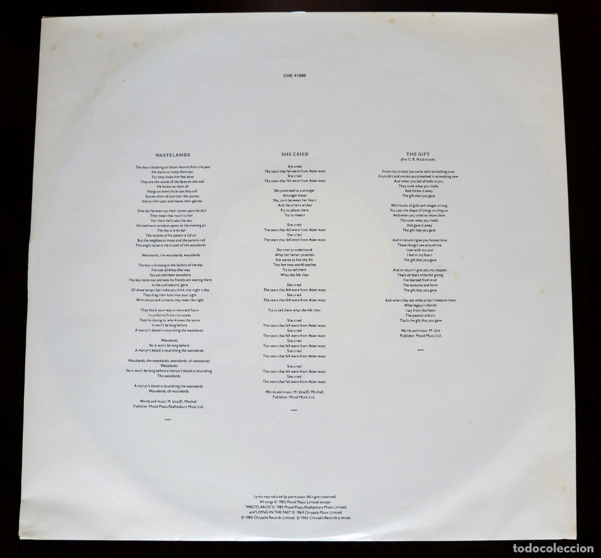 Discos de vinilo: MIDGE URE - The Gift (Chrysalis 1985) Canada + Insert - Excelente estado - Foto 3