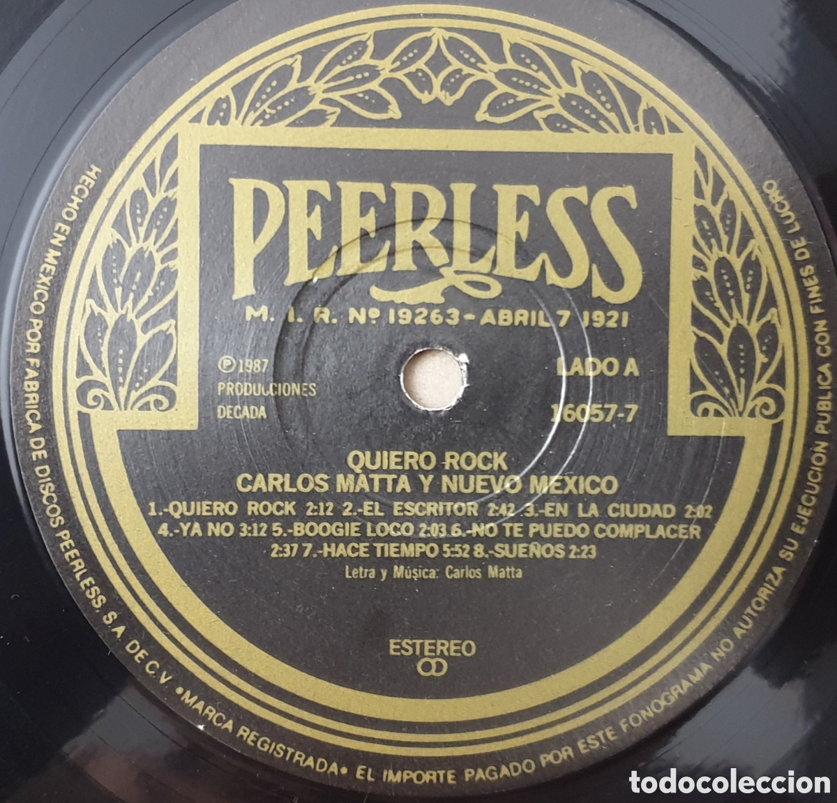 Disques de vinyle: LP CARLOS MATTA Y NUEVO MEXICO - Quiero Rock (M&eacute;xico - Peerless - 1987) SOLO VINILO