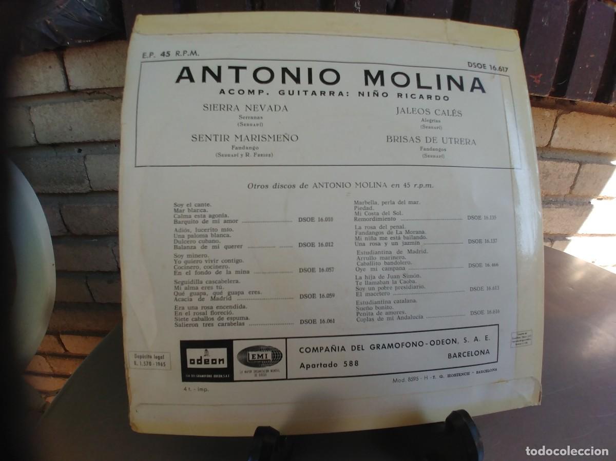 Discos de vinilo: ANTONIO MOLINA-EP SIERRA NEVADA +3 - Foto 2