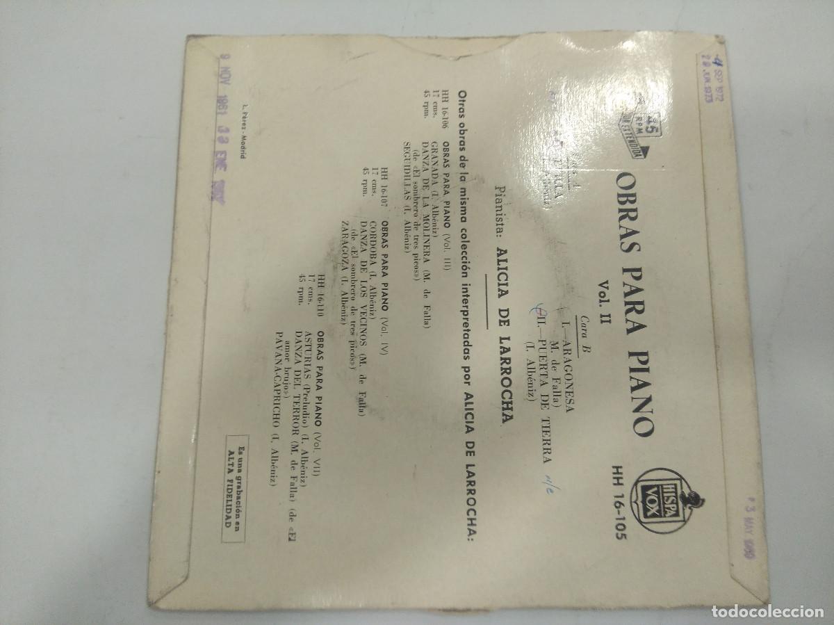 Discos de vinilo: ALICIA DE LARROCHA/SEVILLA/SINGLE. - Foto 3