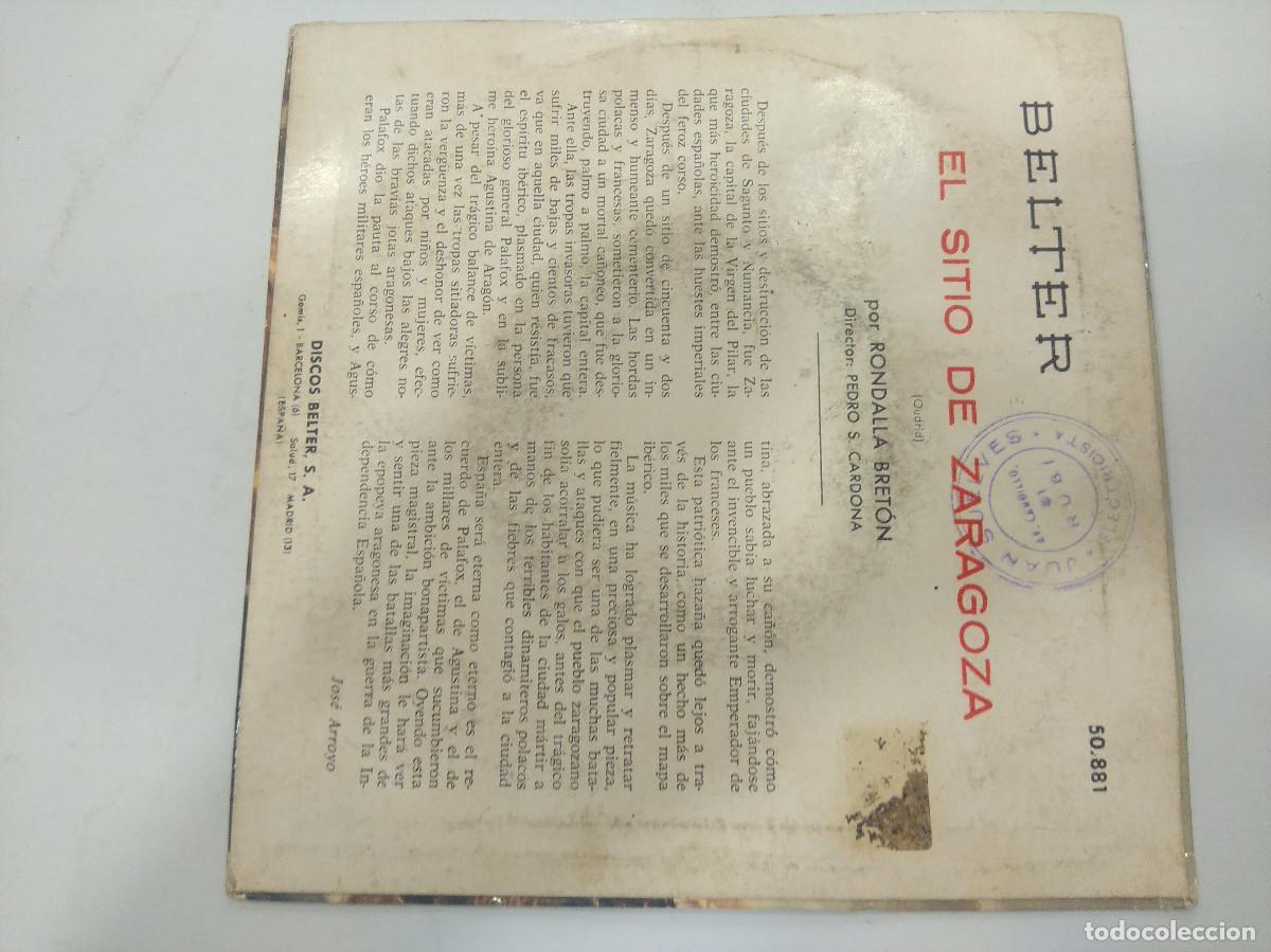 Discos de vinilo: EL SITIO DE ZARAGOZA/RONDELLA BRETON/SINGLE. - Foto 3
