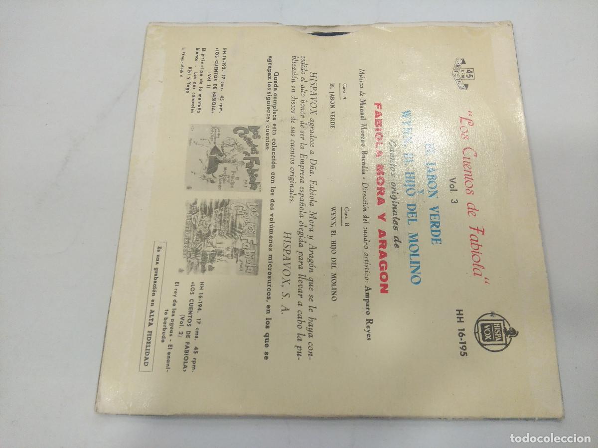 Discos de vinilo: LOS CUENTOS DE FABIOLA/EL JABON VERDE/SINGLE. - Foto 3