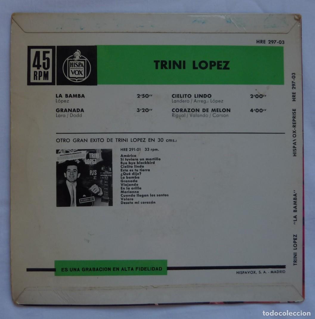 Discos de vinilo: TRINI LOPEZ // LA BAMBA+3 // 1964 // EP - Foto 2
