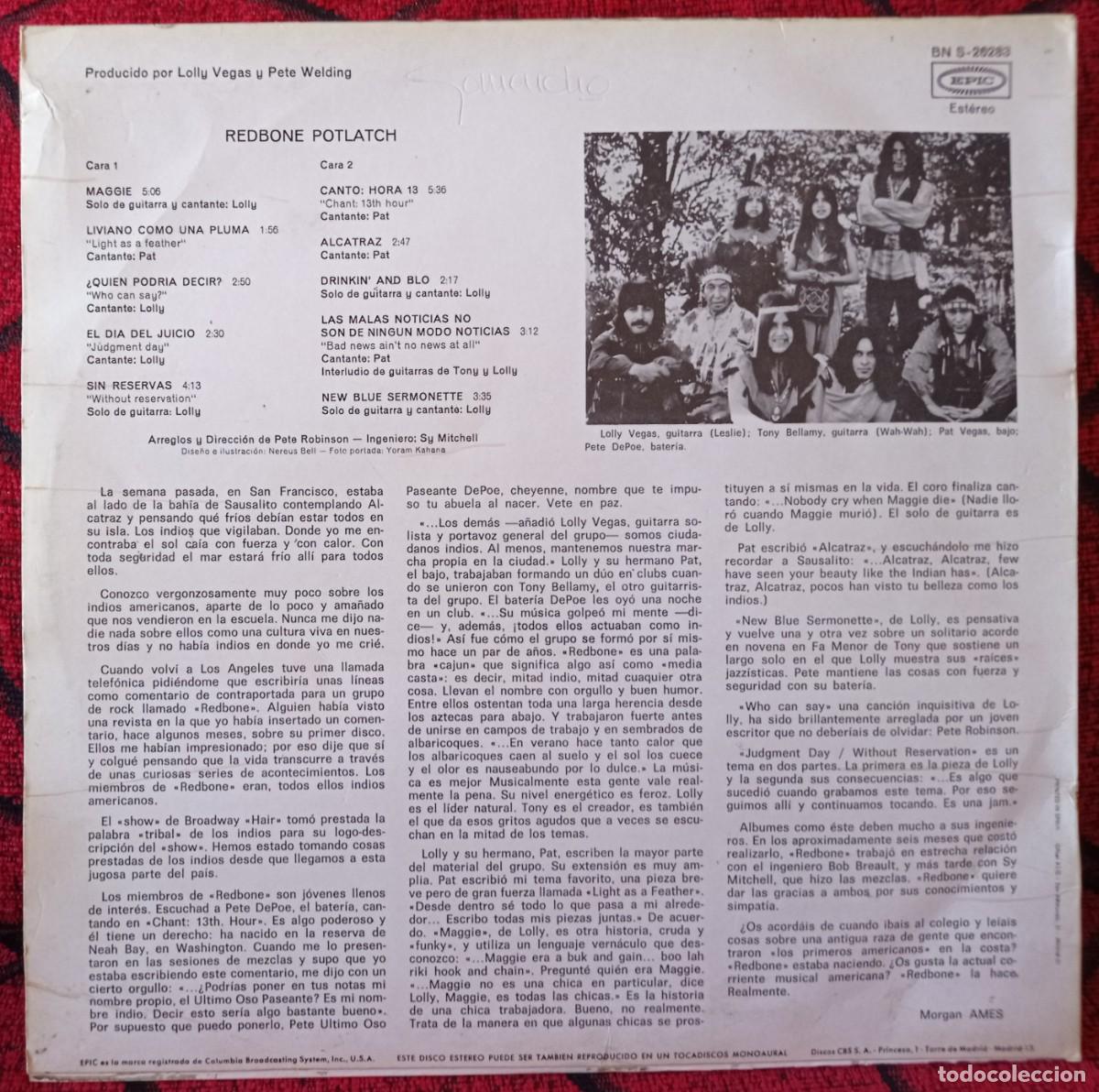 Discos de vinilo: REDBONE ** Potlatch ** VINILO LP ORIGINAL 1971 - Foto 2