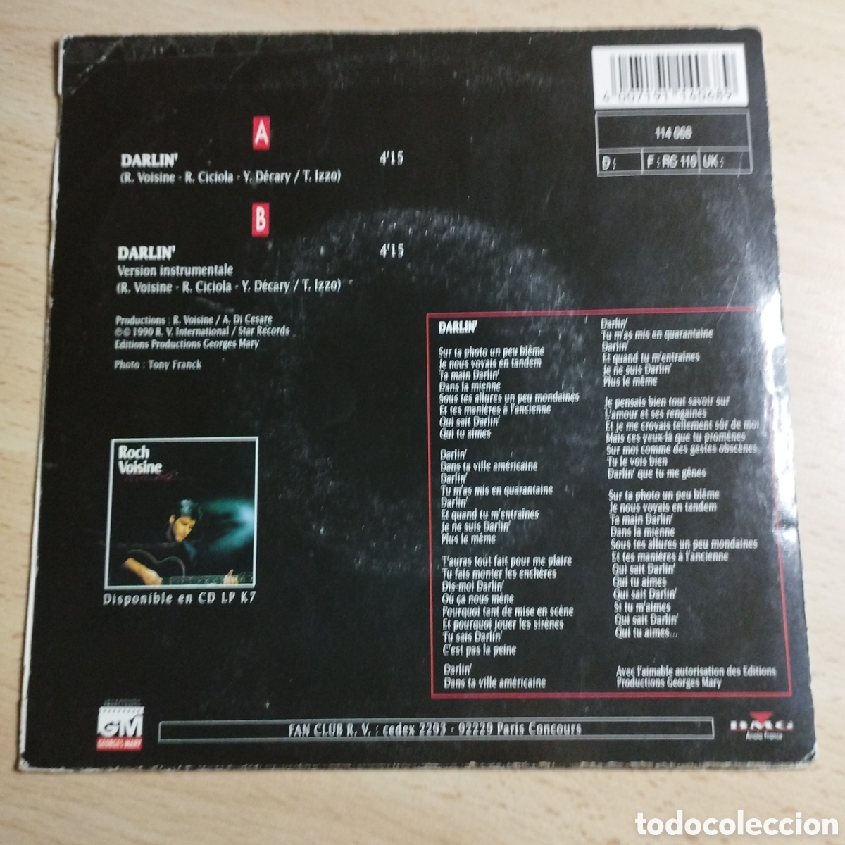 Discos de vinilo: Single 7&rdquo; Roch Voisine 1990 Germany .Darlin 2 versiones. - Foto 2