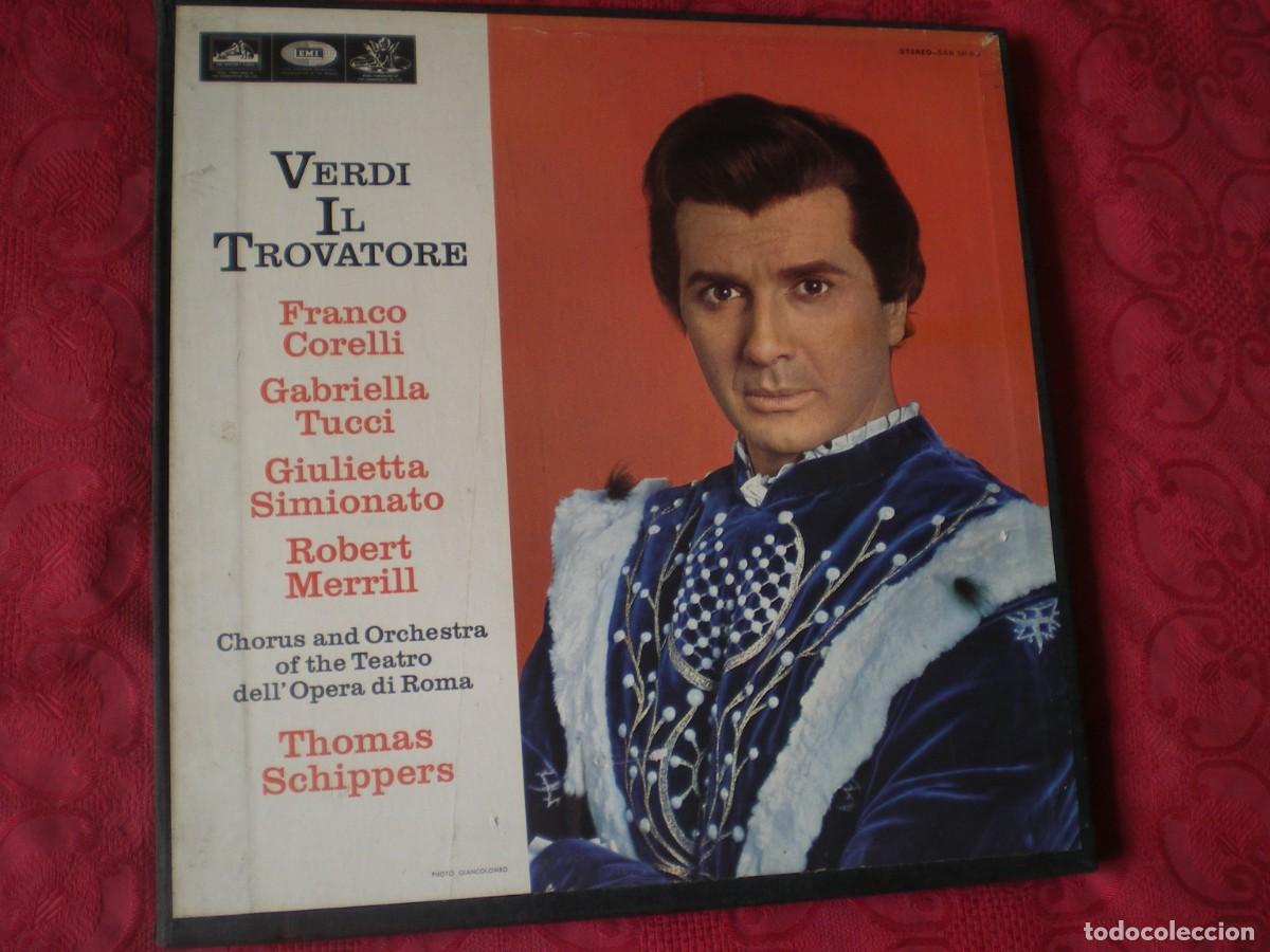 Discos de vinilo: IL TROVATORE. GIUSEPPE VERDI CAJA BOX 3 LPS Y LIBRETO. EMI LA VOZ DE SU AMO.