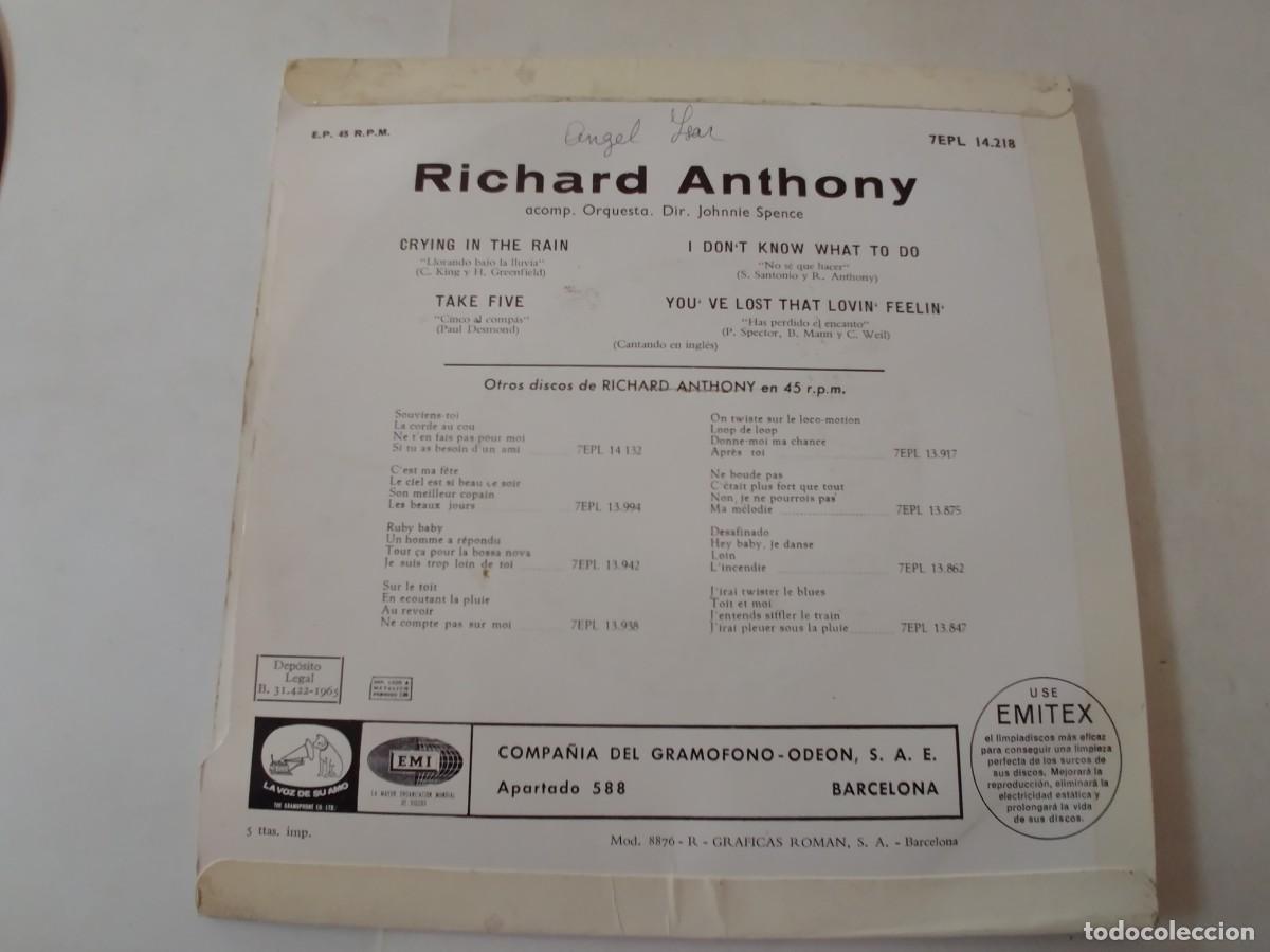 Discos de vinilo: RICHARD ANTHONY-EP CRYING IN THE RAIN +3 - Foto 2