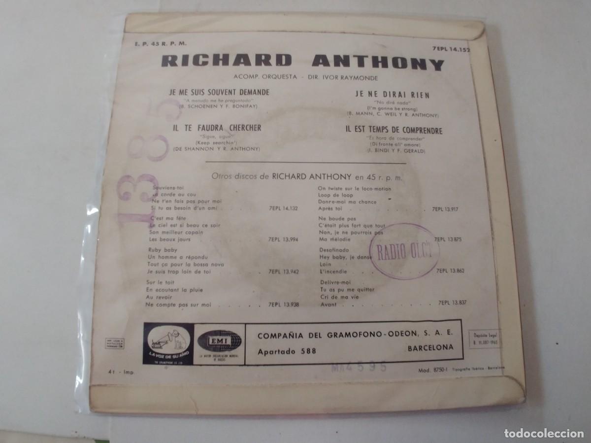 Discos de vinilo: RICHARD ANTHONY-EP JE ME SUIS SOUVENT DEMANDE +3 - Foto 2