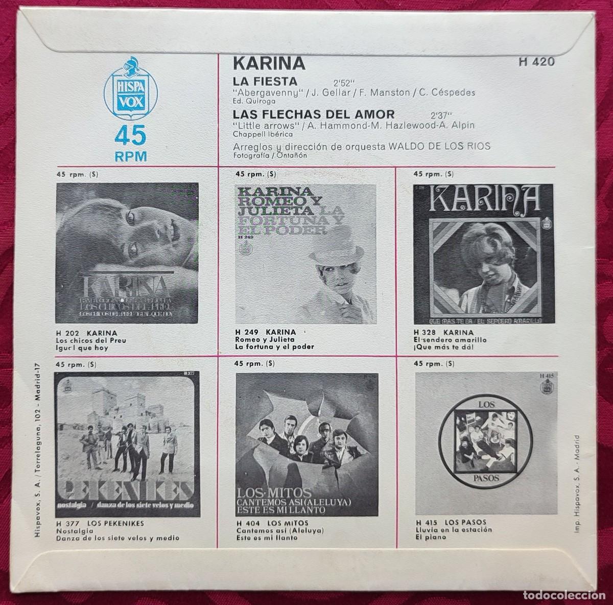 Discos de vinilo: Karina / La fiesta / Las flechas del amor / Hispavox - Foto 2