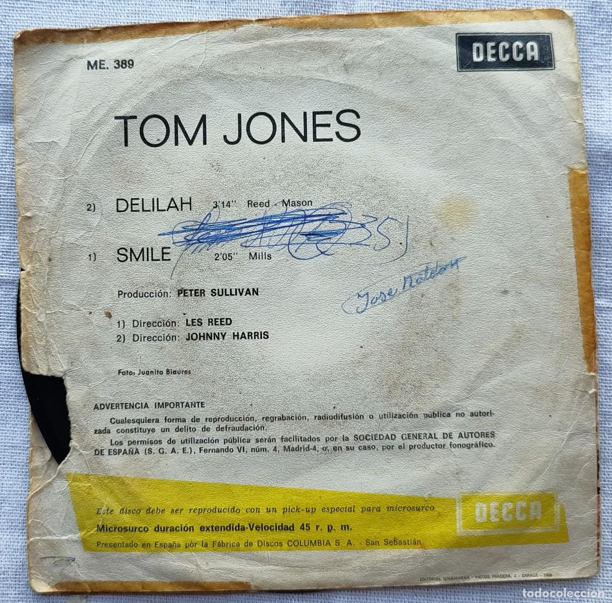 Discos de vinilo: Tom Jones / Delilah / Smile / Decca - Foto 2