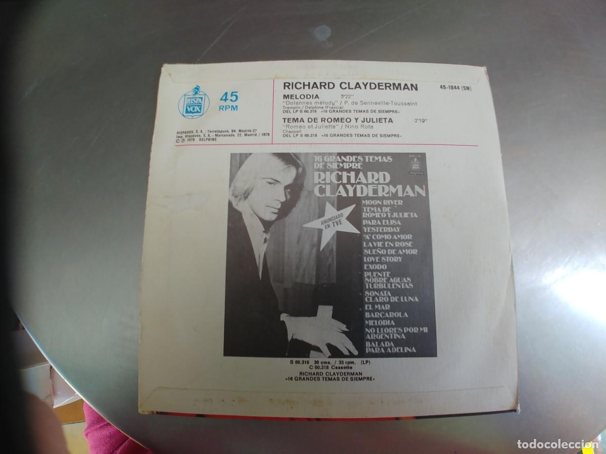 Discos de vinilo: RICHARD CLAYDERMAN-SINGLE MELODIA - Foto 2