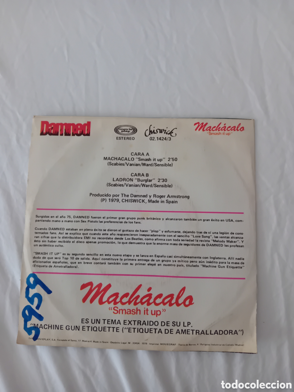 Discos de vinilo: THE DAMNED. MACHACALO. SMASH IT UP - Foto 2