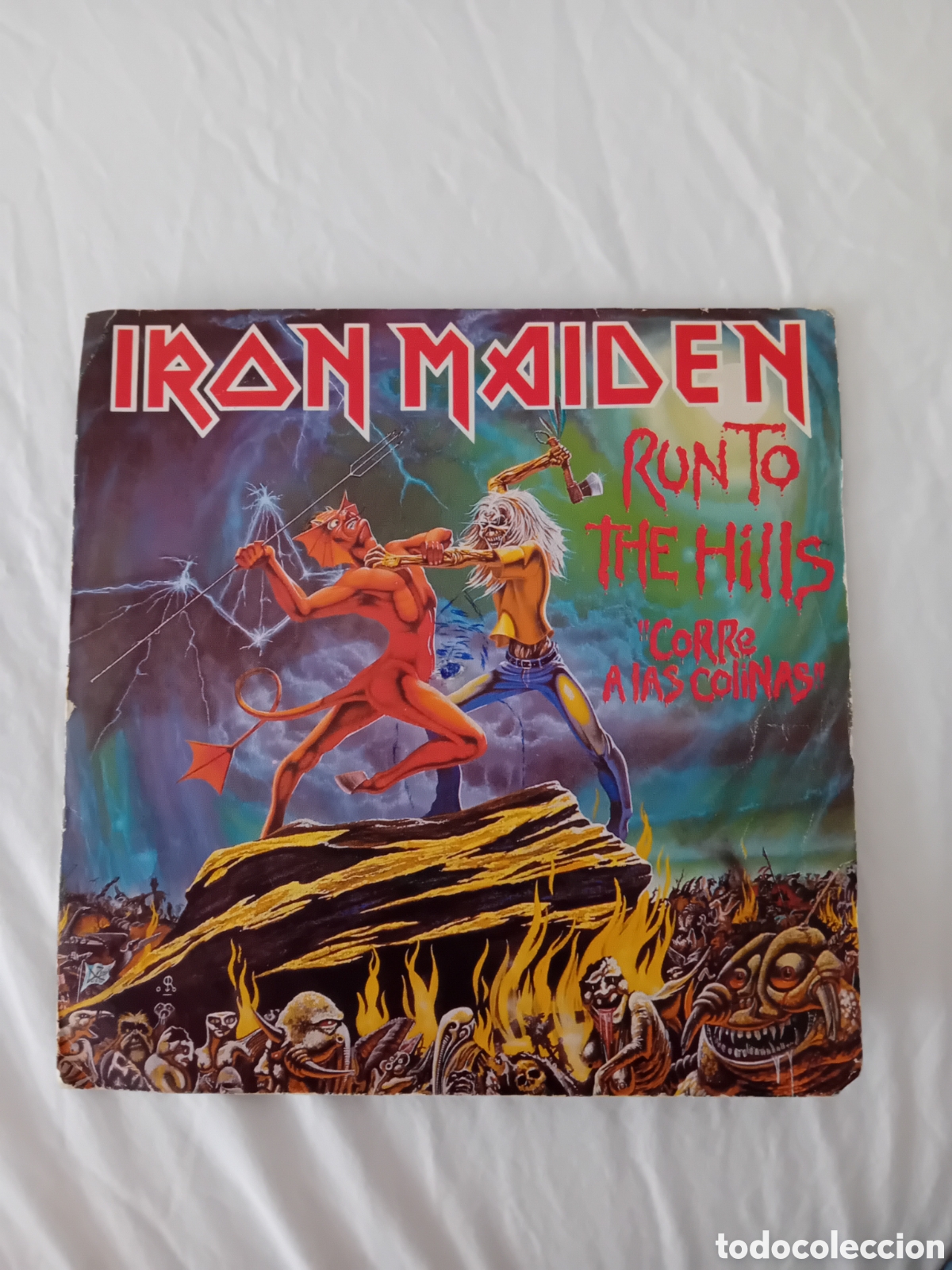 Discos de vinilo: IRON MAIDEN. RUN TO THE HILLS. TOTAL ECLIPSE - Foto 1