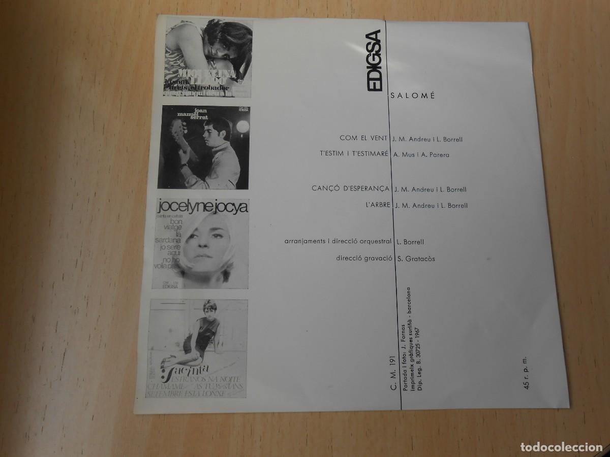 Discos de vinilo: SALOME, EP, COM EL VENT + 3, A&Ntilde;O 1967, EDIGSA CM 191 - Foto 2