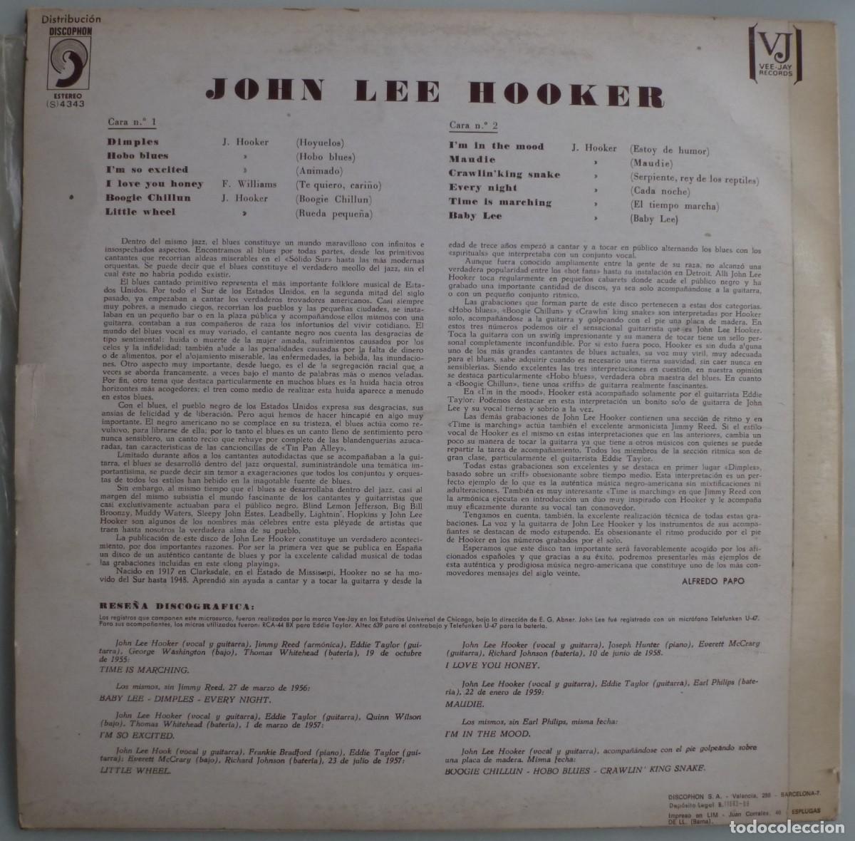 Discos de vinilo: JOHN LEE HOOKER - IM JOHN LEE HOOKER (LP DISCOPHON 1969) - Foto 2