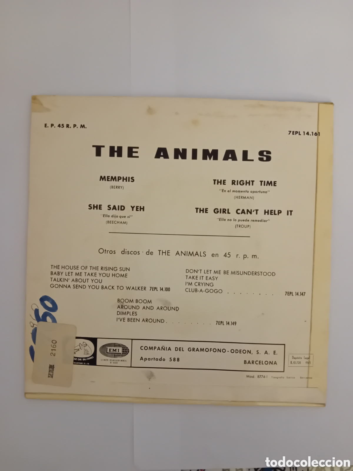 Discos de vinilo: THE ANIMALS. MEMPHIS. THE RIGHT TIME - Foto 2