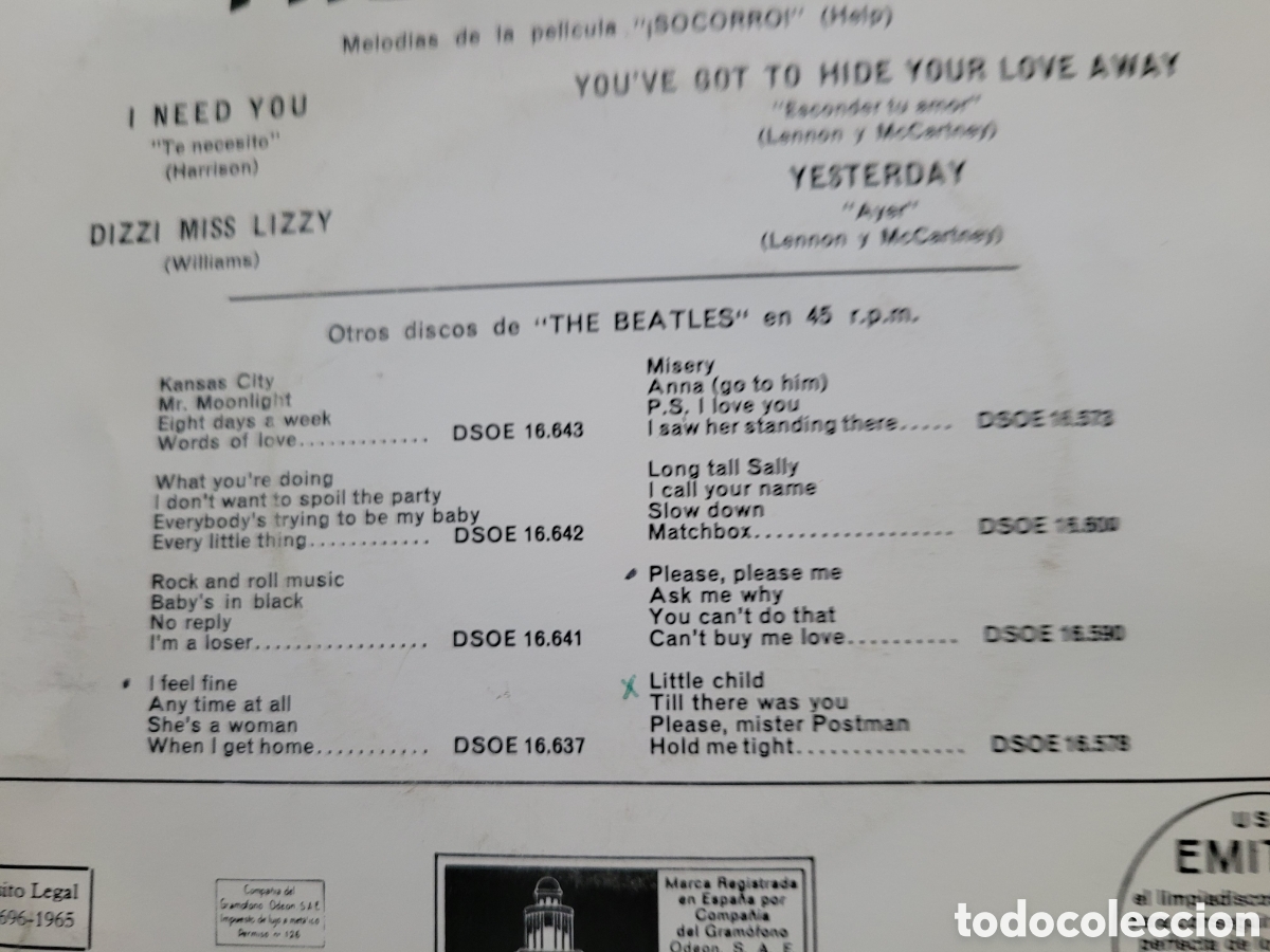 Discos de vinilo: BEATLES SINGLE EP RE EDICION ORIGINAL SIN USO - Foto 7