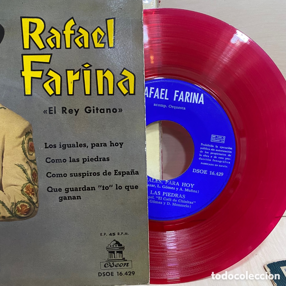 Discos de vinilo: Rafael Farina - &rdquo;El Rey Gitano&rdquo; (7&rdquo;, EP) - Foto 3