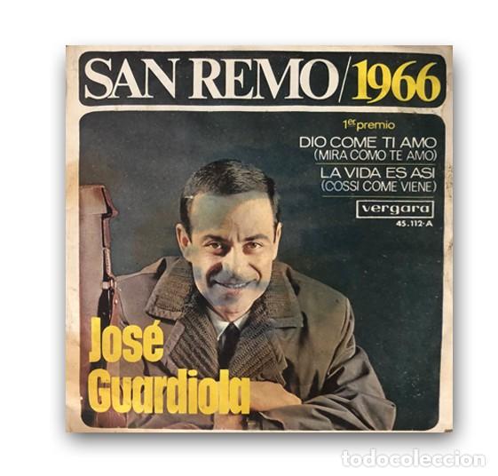 Discos de vinilo: Jose Guardiola &ndash; San Remo / 1966 SINGLE 7&rdquo; - Foto 1