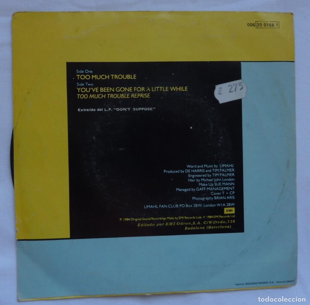Discos de vinilo: LIMAHL // TOOMUCH TROUBLE // 1985 // SINGLE - Foto 2