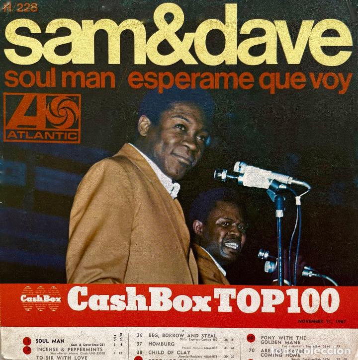 Discos de vinilo: SAM & DAVE, SOUL MAN. PORTADA DE SINGLE ESPA&Ntilde;A - Foto 1