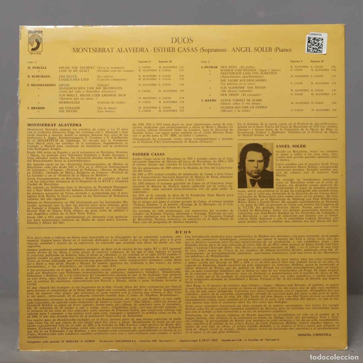 Discos de vinilo: LP. Alavedra, Esther Casas, &Agrave;ngel Soler &ndash; Duos - Foto 2