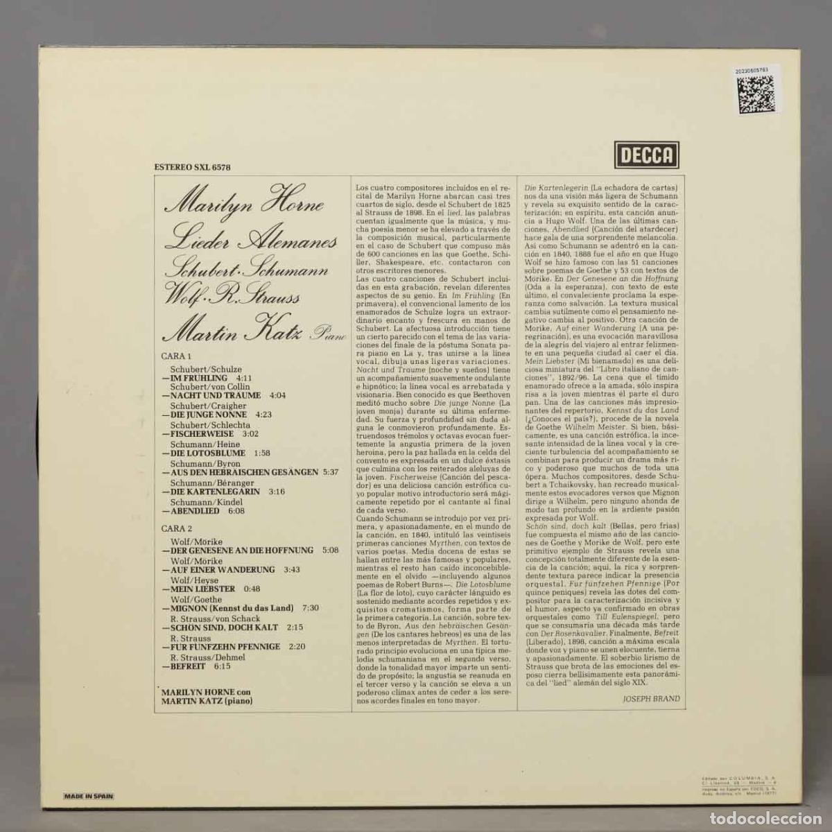 Discos de vinilo: LP. Strauss &ndash; German Lieder. HORNE. KATZ - Foto 2