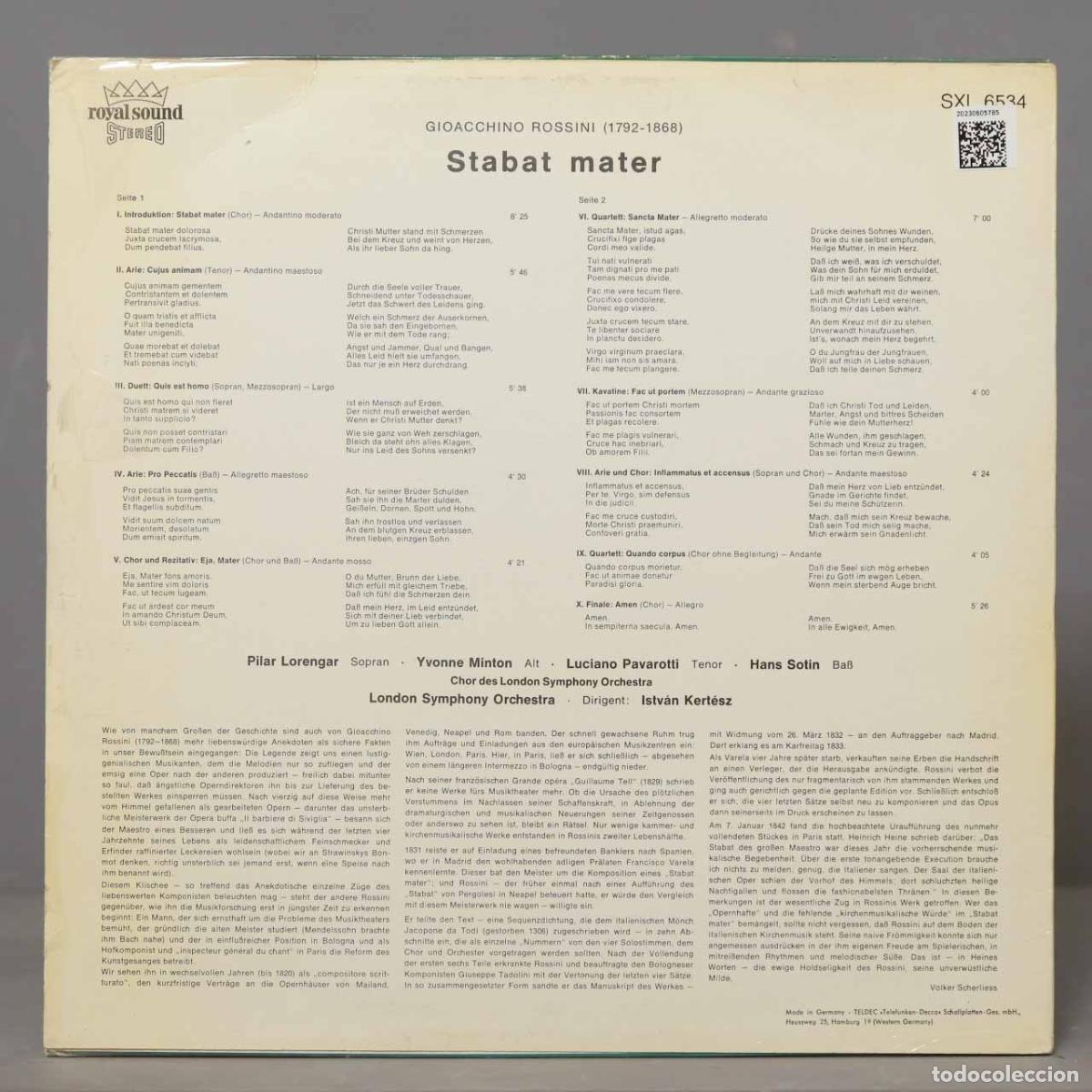 Discos de vinilo: LP. Kert&eacute;sz &ndash; Stabat Mater. ROSSINI - Foto 2