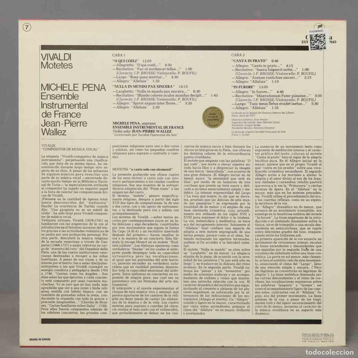 Discos de vinilo: LP. VIVALDI. MOTETES. PENA - Foto 2