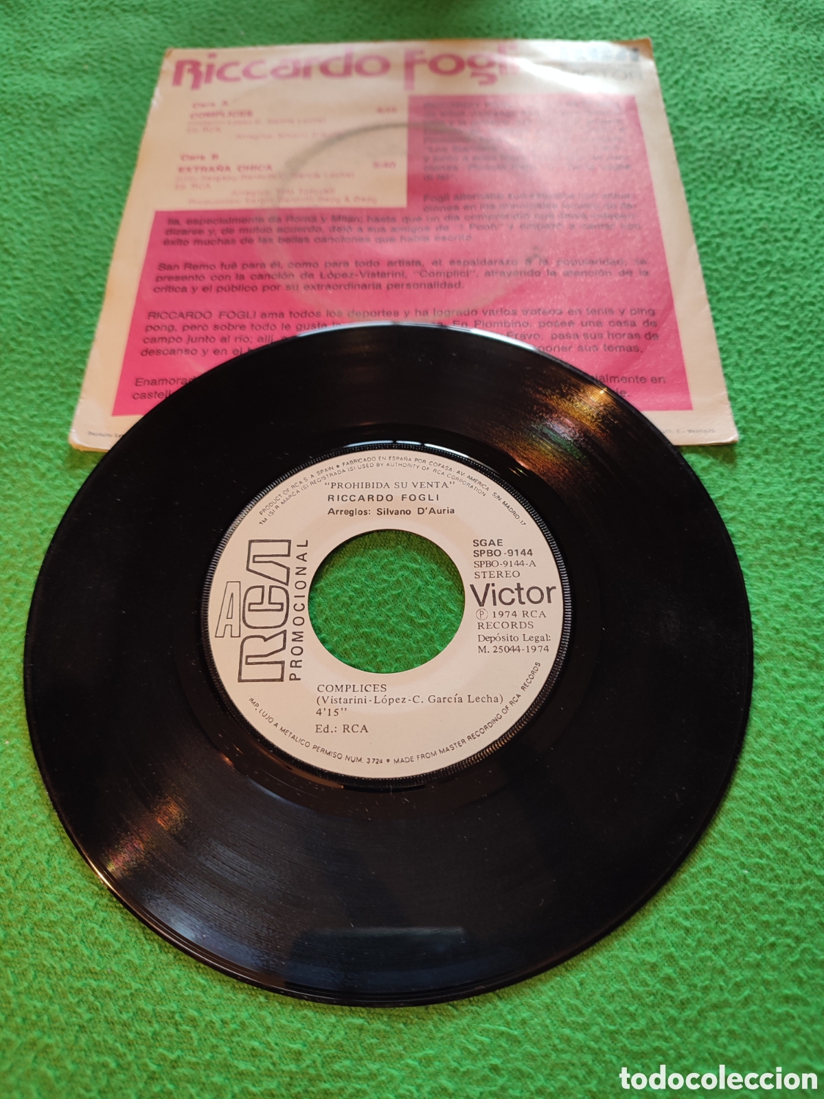 Discos de vinilo: Ricardo Fogli - C&oacute;mplice Single vinilo - Foto 2