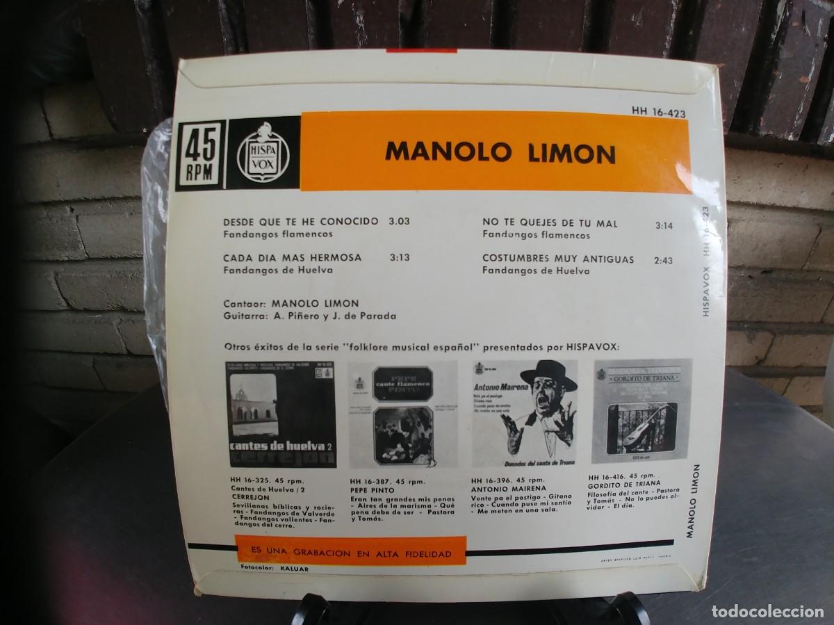Discos de vinilo: MANOLO LIMON-EP FANDANGOS - Foto 2