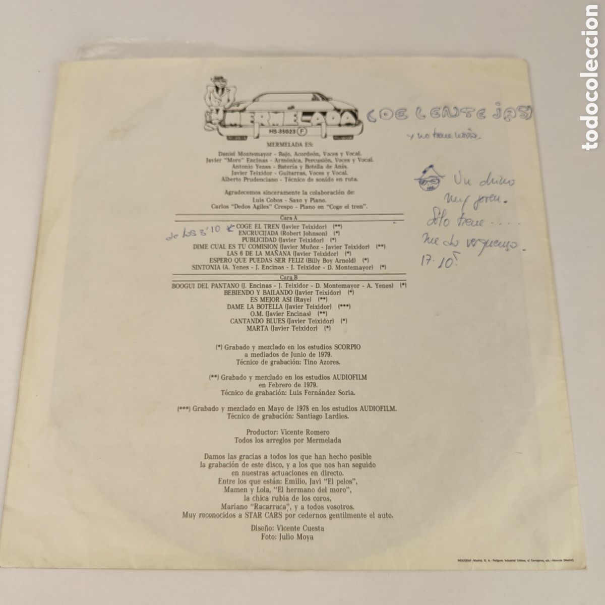 Discos de vinilo: MERMELADA - COGE EL TREN - 1979 - Foto 3