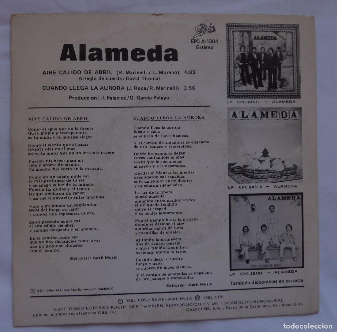 Discos de vinilo: ALAMEDA // AIRE CALIDO DE ABRIL // 1981 // SINGLE - Foto 2